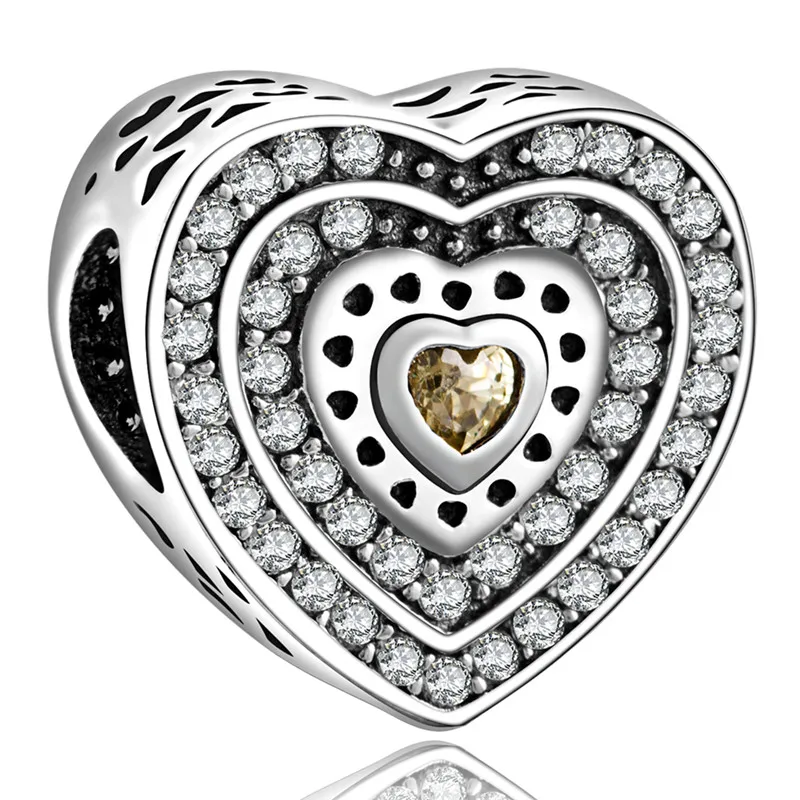 YANXIZAO Горячая 925 пробы серебро полная любовь сердце бусы подходят Pandora браслет ювелирные изделия День рождения подарок для влюбленных - Цвет: GW391
