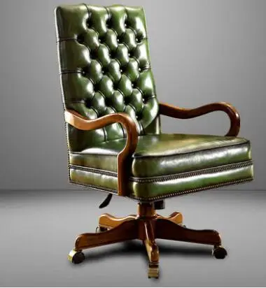 Simple Modern Leather Boss Chair Cow Leather Big Class Chair Solid