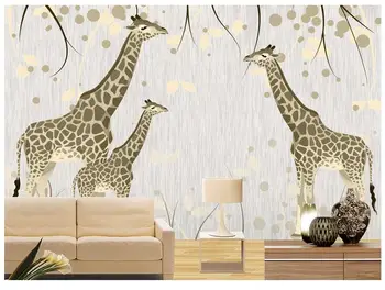 

Custom 3d wallpaper 3d wall mural wallpaper The giraffe love family abstract TV setting wall murals 3d living room wall decor