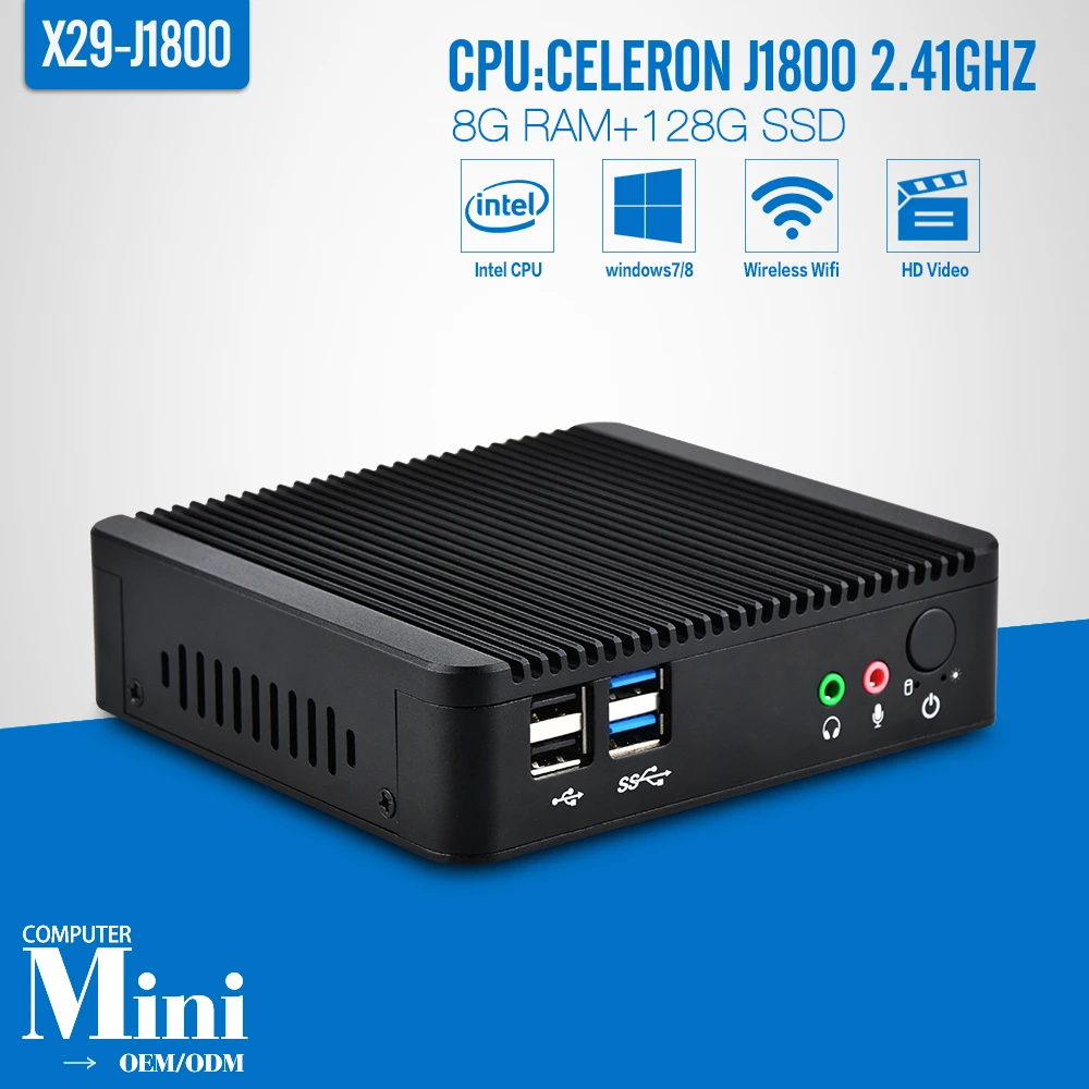 XCY mini computer J1800 8g ram 128g ssd+wifi advertise computer Medical Panel PC fanless box computer