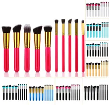 CREEZE 10pcs Makeup Tool Kit Candy Colors Synthetic Hair Wood Handle Blush Foundation Eye Shadow Brush 22Colors