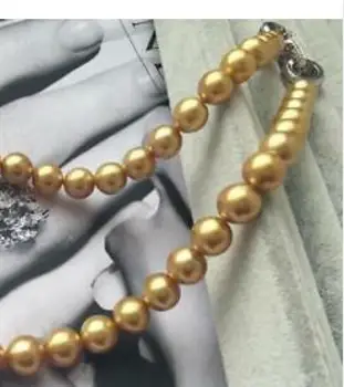 

gorgeous 12-14mm gold round pearl necklace 18inch