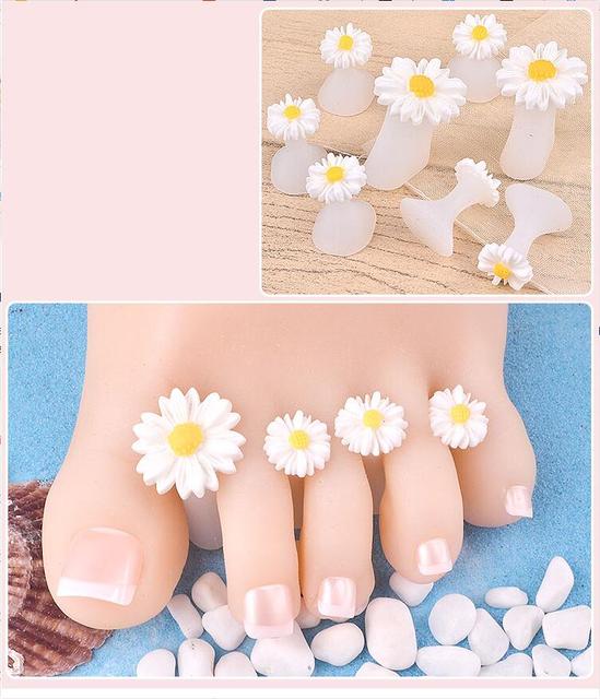 Pcs/Pack Toe Separator Cute Soft Silicone Toes Lock Tools Daisy Heart Shaped Rhinestones Nail Art Japanese Style