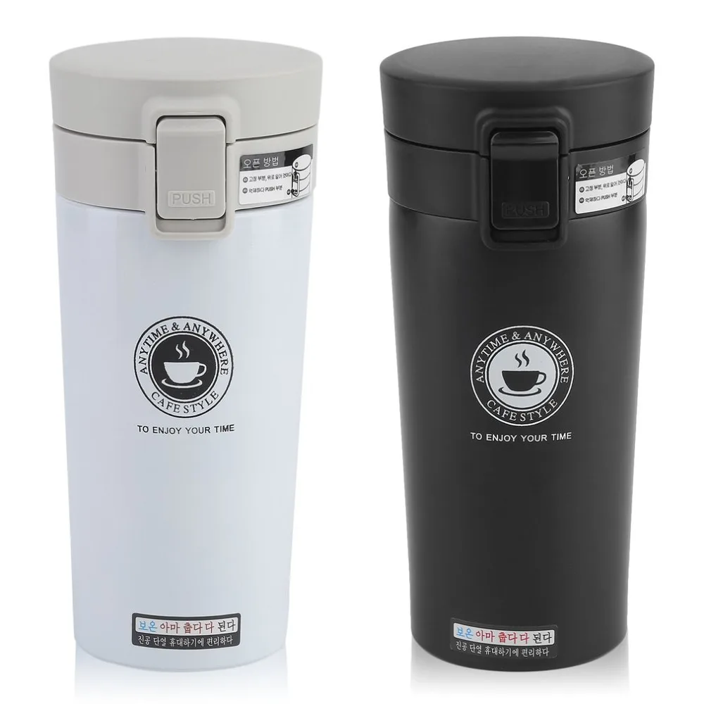 cheap 380ML Double Wall Stainless Steel Coffee Thermos Cups Mugs Leak proof Thermal Bottle Thermocup Fashion Vacuum Flask Cups