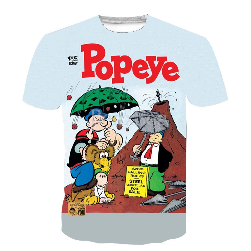Модная дизайнерская футболка с мультяшным аниме Popeye Мужская/женская 3D принтом