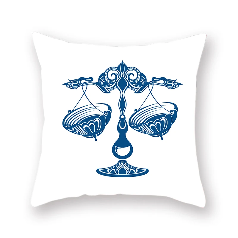 Greek Mythology Constellation Print Cushion Cover Pisces White Sheep Taurus Pattern Simple Square Still Pillowcase Decoration