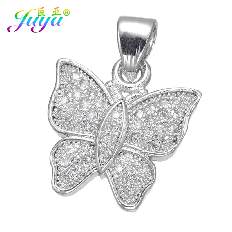 

Micro Pave Zircon Silver Butterfly Charm Pendants&Necklaces Jewelry With Gold Chains Women Girls Animal Charms Pendant Necklaces