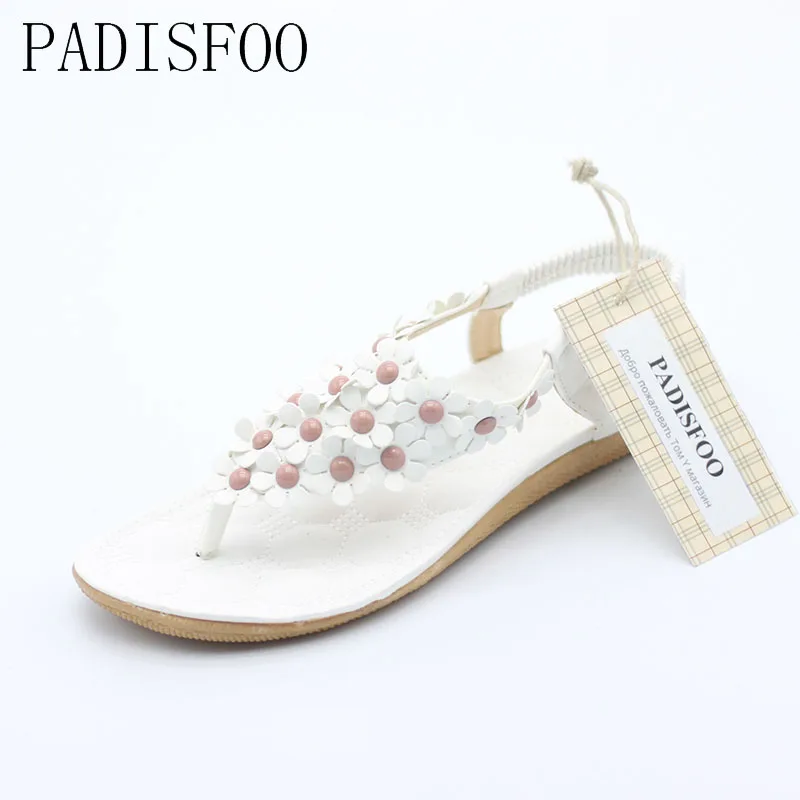 

POADISFOO 2017 New Fashion Summer Bohemia Style Flat Shoess Shoes Clip  Toe Flowers  Sandal .DFGD-668