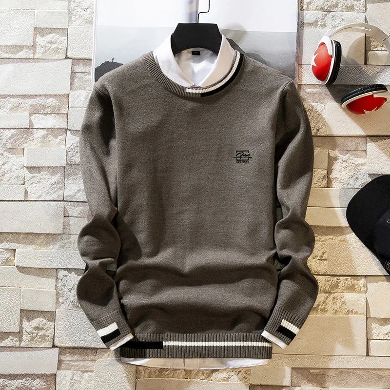 

2019 New Fashion Brand Sweaters Mens Pullovers Round Neck Slim Fit Jumpers Knit Woolen Autumn Korean Style Casual Men Sweater