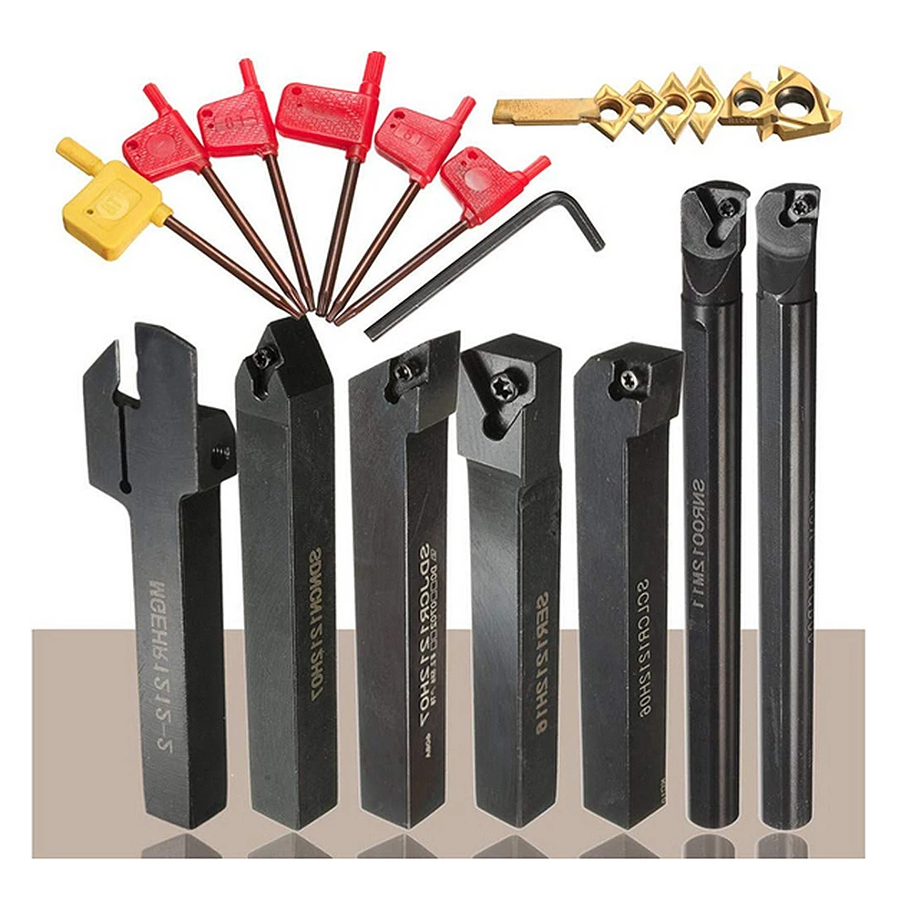 

7pcs 12mm Mini Micro Cnc Tool Set Shank Lathe Turning Tool Holder Boring Bar Insert Wrench Kit Lathe Instrument Machine Clamp