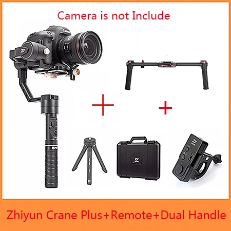 Zhiyun Crane Plus 3-осевая 3-осевой Карманный стабилизатор для всех моделей DSLR беззеркальных Canon 5D2/5D3/5D4 компактная цифровая однообъективная зеркальная Камера - Цвет: plus w Remote w Dual