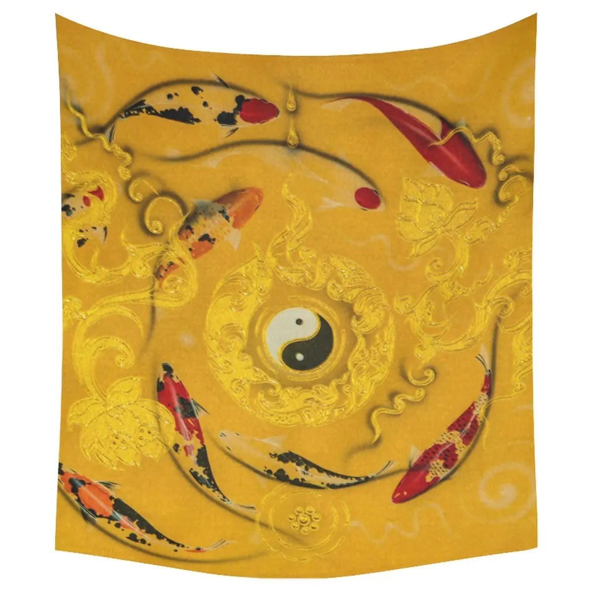 Asian Culture Home Decor Tapestries Wall Art, Taichi And Koi Tapestry Wall Hanging Art Sets 51 X