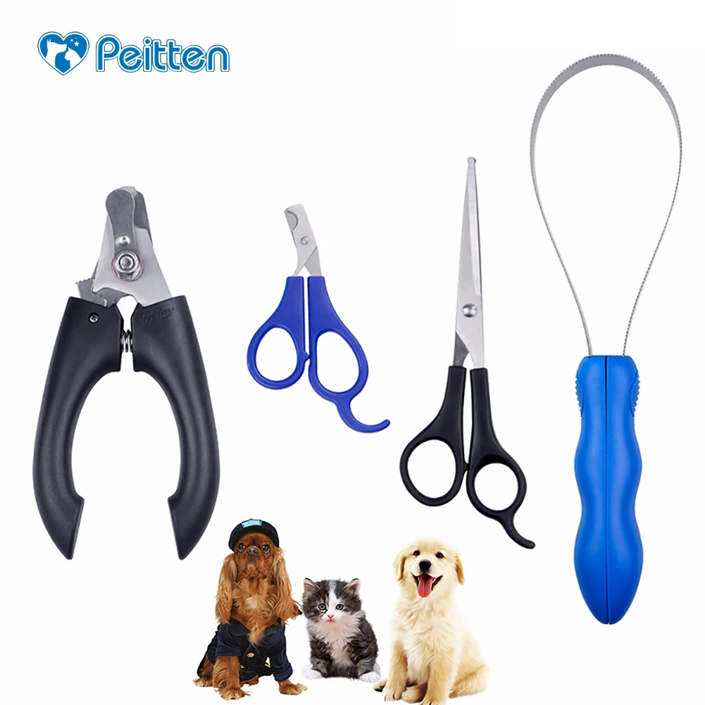 

4PC Pet cat Grooming Scissors Kit Professional Dog Hair Cutting Thinning Shears Kit pet Nail Clipper Scissors Beauty Supplies
