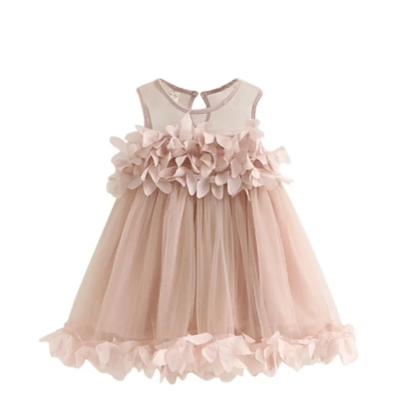 

Princess Dress for Girls Casual Baby Girls Sleeveless Lace Floral Design Dress Kids Toddler Princess Mesh Dress