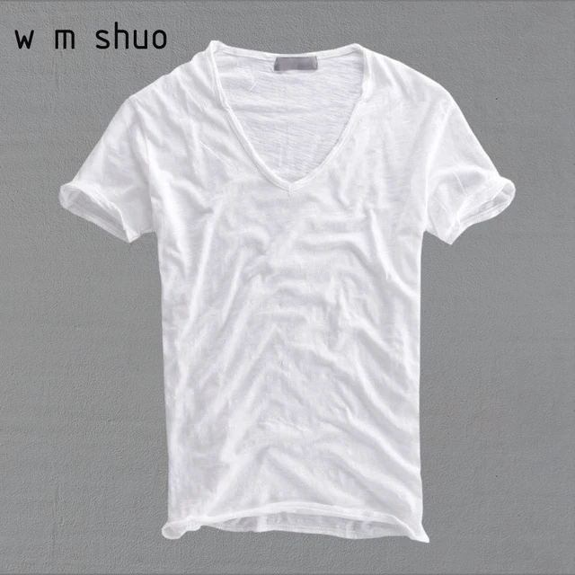 100 cotton t shirt men 2018 white blank tshirt short sleeve v blank tshirt
