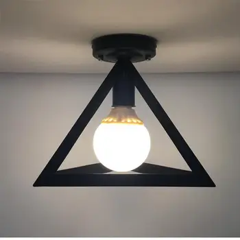 

HobbyLane Retro Black Baking Paint Trigonal Ceiling Lamp for Hallway Porch Balcony