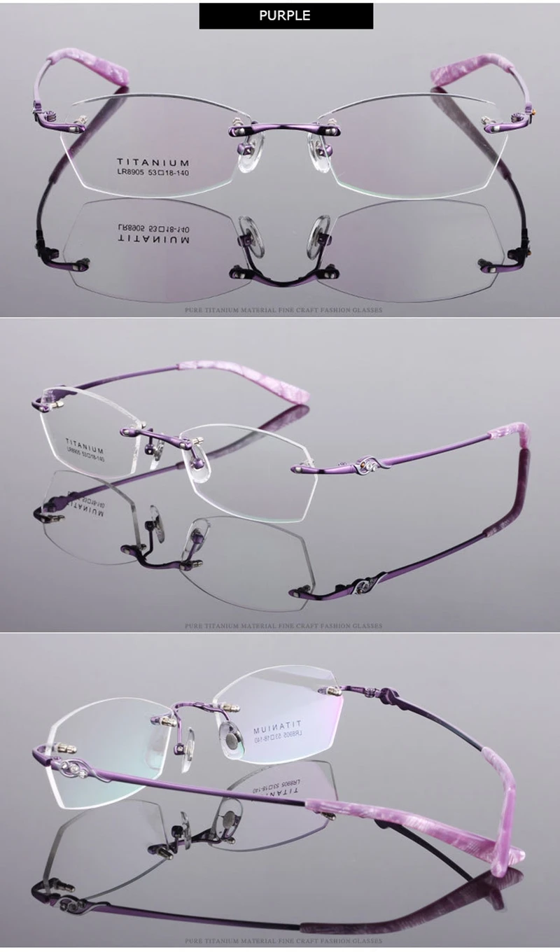 Bellcaca, Женская оправа для очков, очки без оправы, компьютерные, оптические, прозрачные линзы, оправа для очков, чистый титан, для женщин, BC294