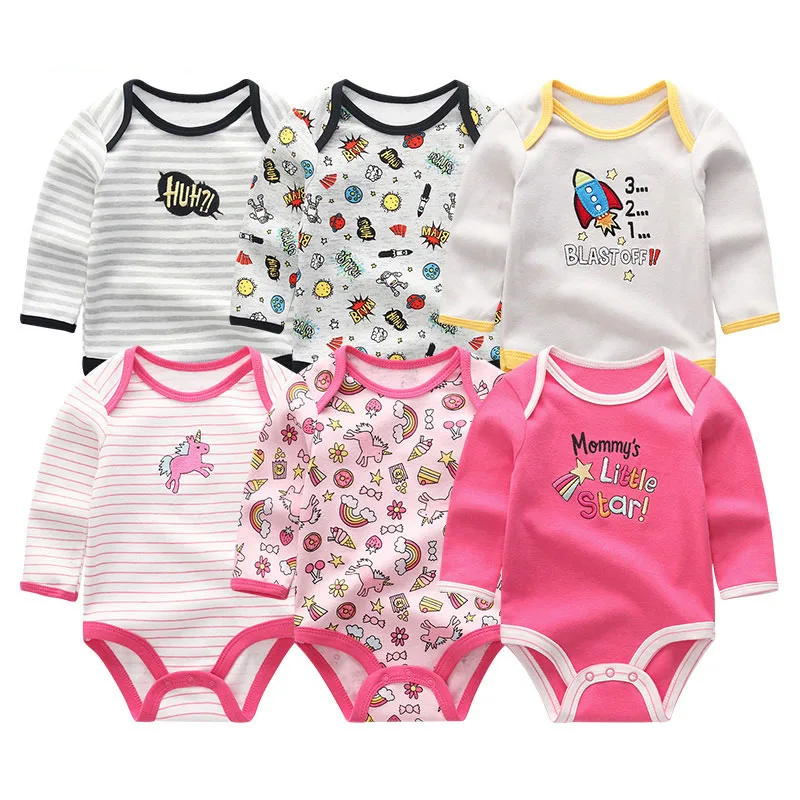 6 шт детская одежда боди с единорогами 0-12 M Roupas de малыш Bebe одежда полосатый комбинированный купальник хлопоковый для новорожденных малышей Одежда для девочек - Цвет: Baby Bodysuits6108