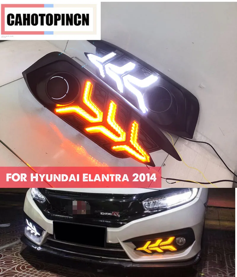 New design For Honda Civic 10th 2016 2017 12V Car LED DRL Daytime Running Lights fog lamp with Flowing Turn Yellow Signal | Автомобили и