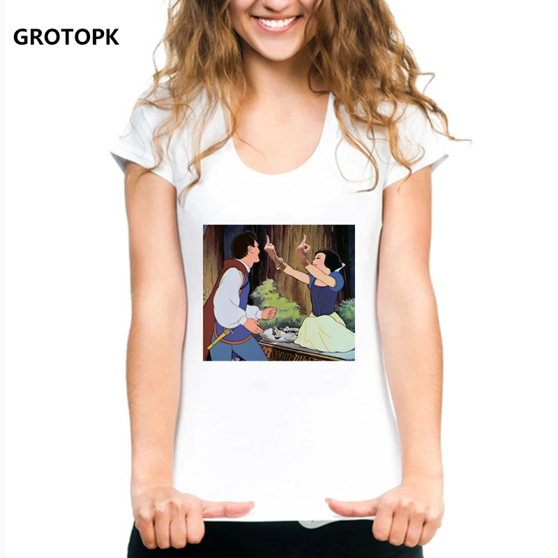 

Dark Snow White Prince and Princess Spoof Harajuku T-shirts Women Clothes 2019 TShirt Summer Streetwear Tops Tees Female T-shirt