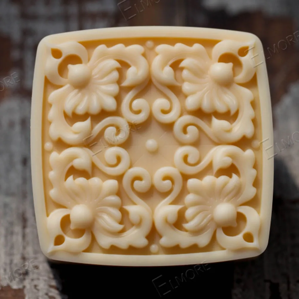 

Grainrain Chinese Style Square Flower Silicone Soap Mold 2018 Food Grade Silicone Mould