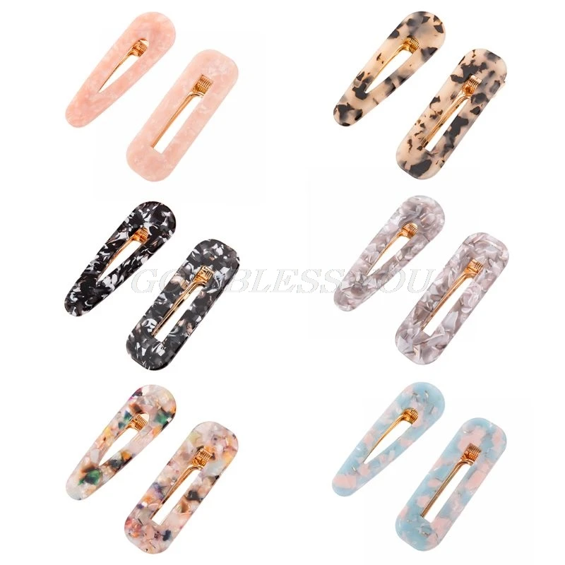 3pcs/set Fashion Women Acrylic Acetic Acid Leopard Hair Clip Snap Barrette Stick Hairpin Hair Accessories