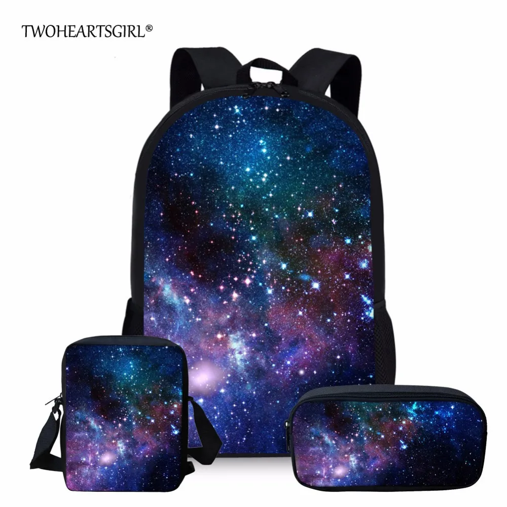 

Twoheartsgirl Multicolor Galaxy Star Space Backpack for Teenage Girls Boys Classic Unique Children Bagpack Student Kids Rucksack
