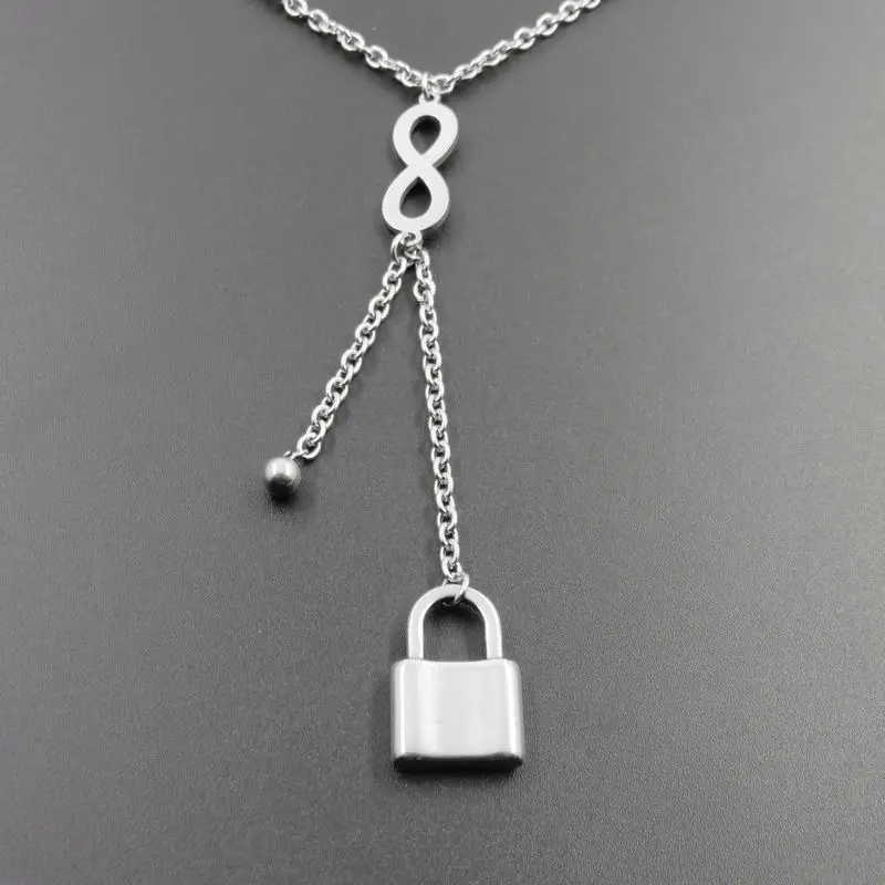 2019 Fashion Padlock Necklace Pendant For Men and Women Rolo Chain Stainless Steel Gift Jewelry | Украшения и аксессуары