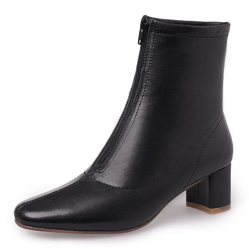 Sarairis Ol Tacones Tamaño Zapatos black De 33 Add Fur Botas No Tobillo La Cuero Marca Mujer Primavera 40 Fur Casual Grande Cm Invierno Oficina Nueva Med Fur brown Fur White Black 5 Genuino milky rPqrwU
