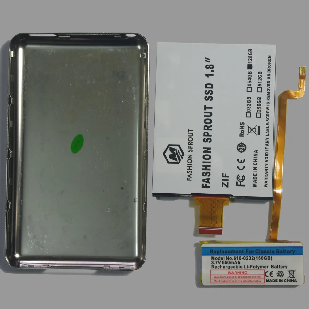Для iPod classic 128 ГБ 1 8 &quotSSD чип с Чехол Замена батареи для MK8022GAA MK1231GAL MK1634GAL и video|ipod
