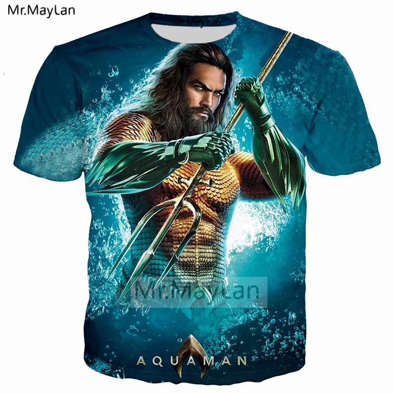 

2018 Newest Movie Aquaman 3D Print T shirt Men/women Hip Hop Streetwear Crewneck T-shirt Tee Boy Casual Blue Tshirt Tops Clothes