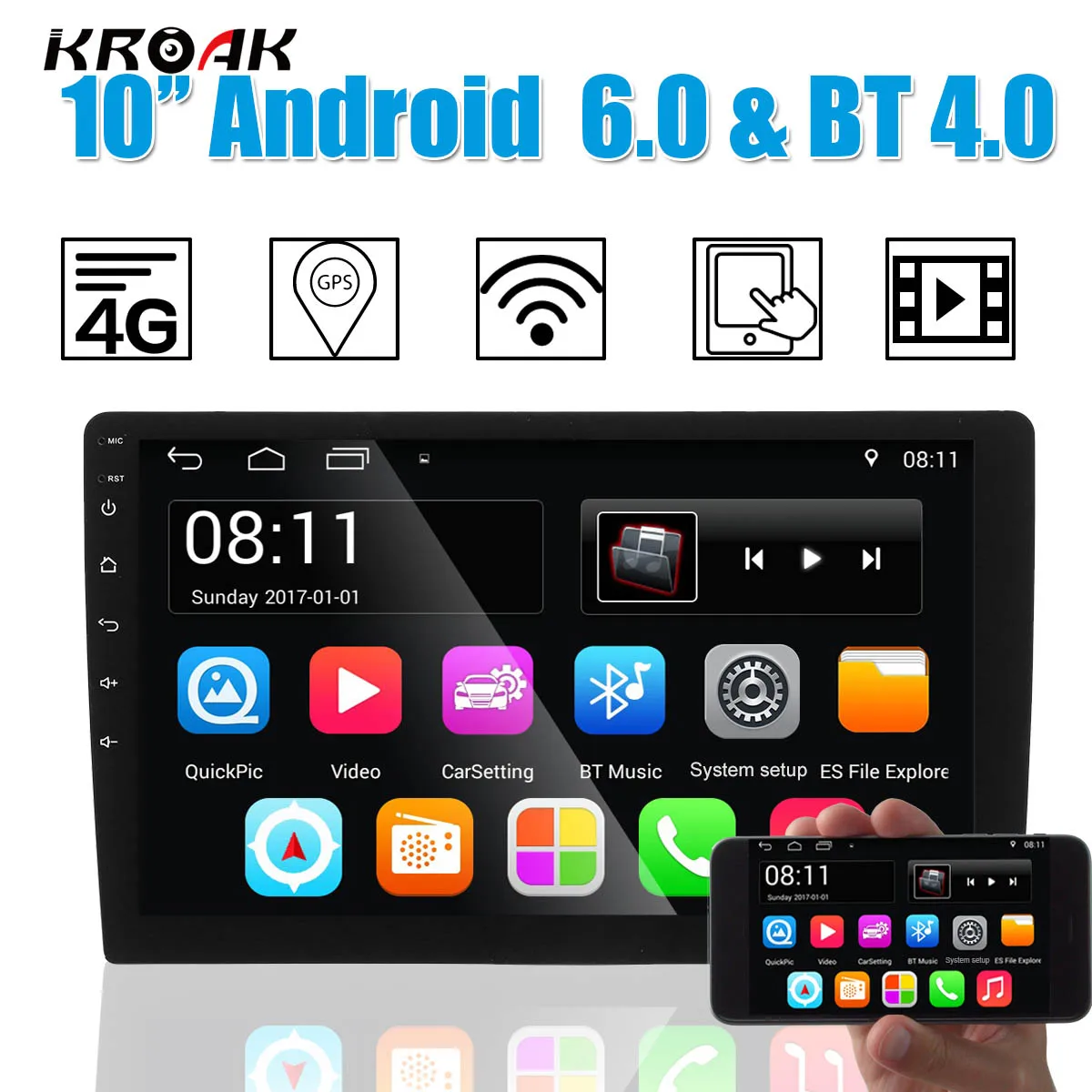 

Universal Android 7.1 2Din Car 1080P Video Player Car Stereo Radio Player 10 inch Screen MP5 Player with OBD GPS Navigation WiFi