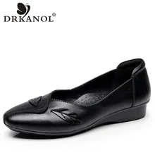 DRKANOL/ г. Обувь из натуральной кожи на плоской подошве женские повседневные Лоферы без застежки плоские женские туфли без каблуков Мокасины мягкая женская обувь размер 42