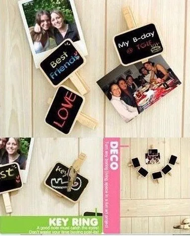 

100pcs/lot Lovely wooden Super Mini Clip blackboard & message board