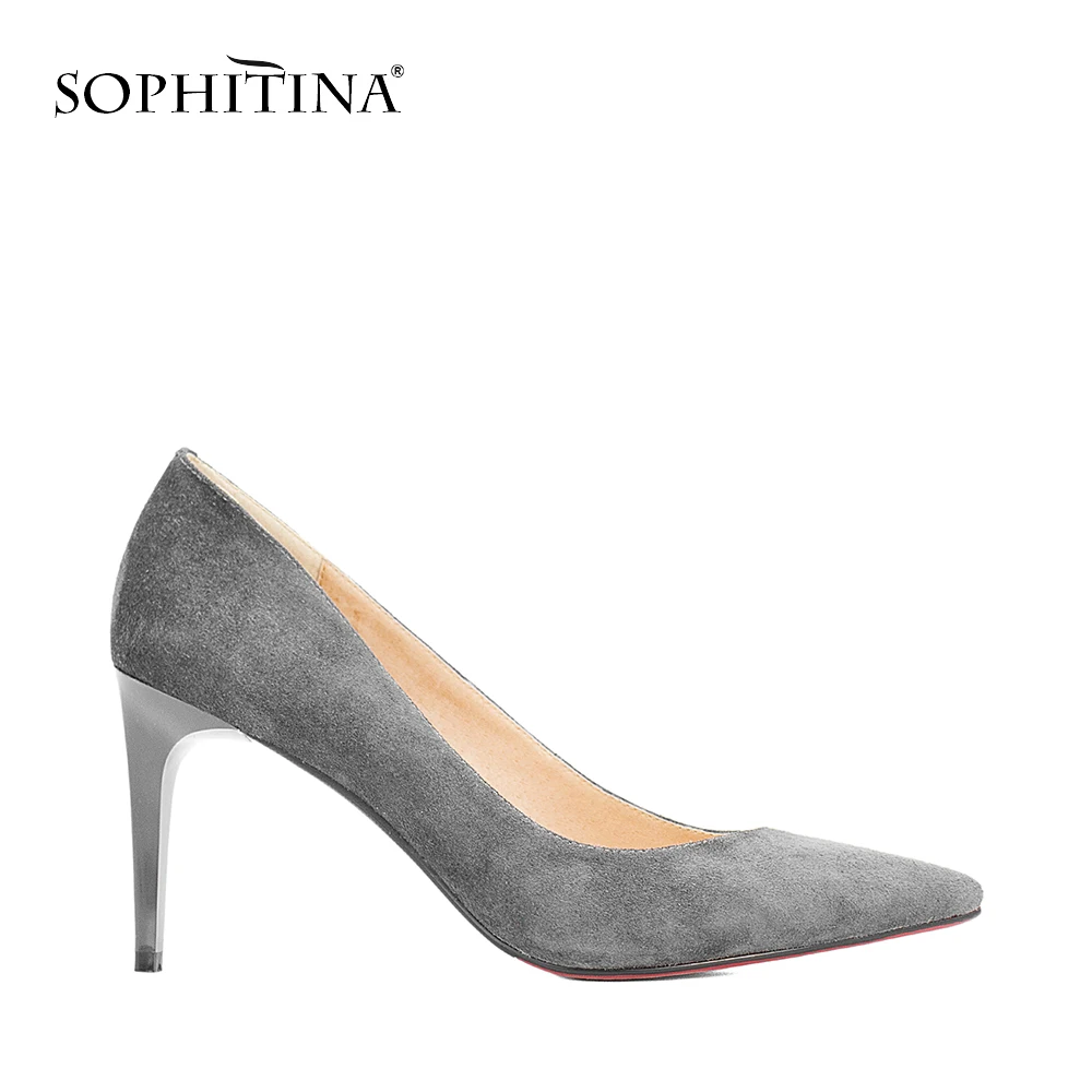 

SOPHITINA Sexy High Thin Heels Pumps Pointed Toe High Quality Kid Suede Wedding Slip-on Shoes Fashion Shallow Hot Sale Pumps W08