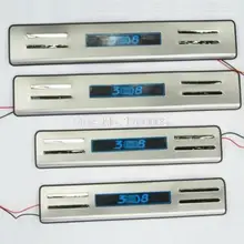 Fit For Peugeot 3008 for 2013 year Blue LED High quality stainless steel Scuff Plate illuminated Door Sills 4pcs