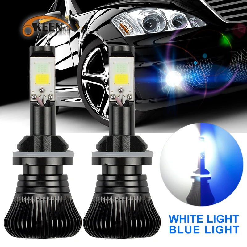 

OKEEN 2pcs H4 h7 led Fog Light Bulb 6000k 30W automobiles Dual Color H1 H3 9005 9006 H8 White Blue color IP68 led headlight kit