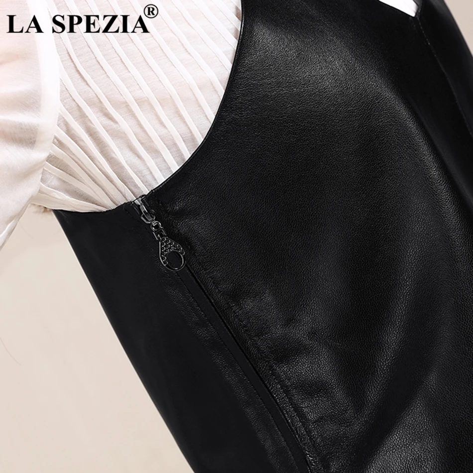 LA SPEZIA черный женский жилет короткий роскошный жилет женский из натуральной овечьей кожи высокого качества модный женский весенний жилет