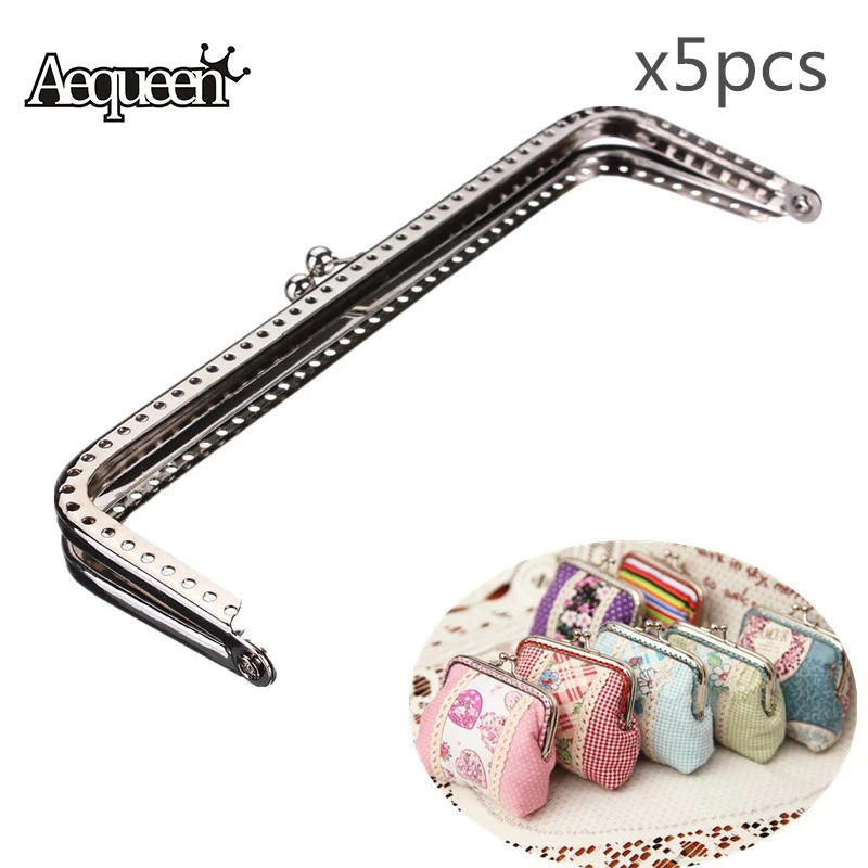 

AEQUEEN 5pcs DIY Handbag Handle Silver Coins Bags Metal Kiss Clasp Frame 15cm Sewing Purse Metal Frame Kiss Clasp Closure Lock