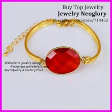 10 шт. овальный граненый красный драгоценный камень стекло кварцевый браслет, кристалл стекло ободок кварцевый разъем браслет, золотой цвет женский браслет