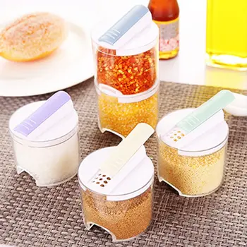 

Kitchen Transparent Can Be Stacked Sealed Double Cover Seasoning Box Seasoning Tank (five Loaded)