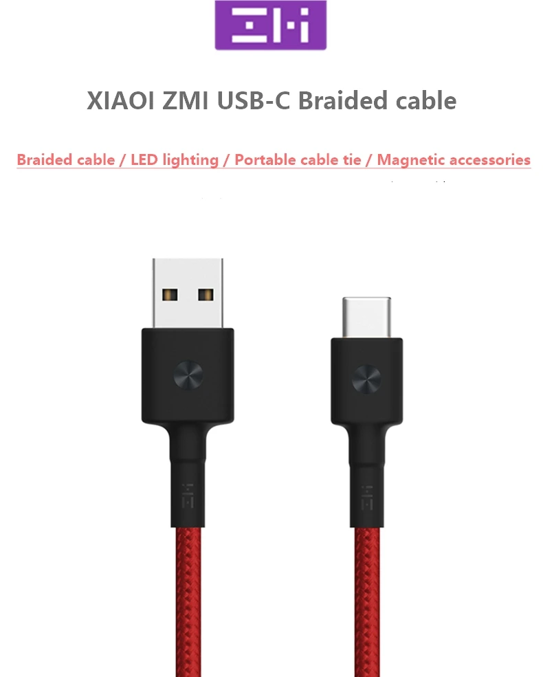 Кабель zmi usb type c, 30 см, 3 А, быстрая зарядка для samsung, huawei, xiaomi, oneplus, usb c, зарядный кабель, короткий Магнитный светодиодный, 1 м