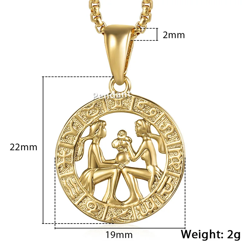 Davieslee Wo мужские ожерелья с подвесками 12 Знак зодиака золотой Овен Leo дропшиппинг 12 созвездий ювелирные изделия LGPM24 - Окраска металла: GP359 Gemini
