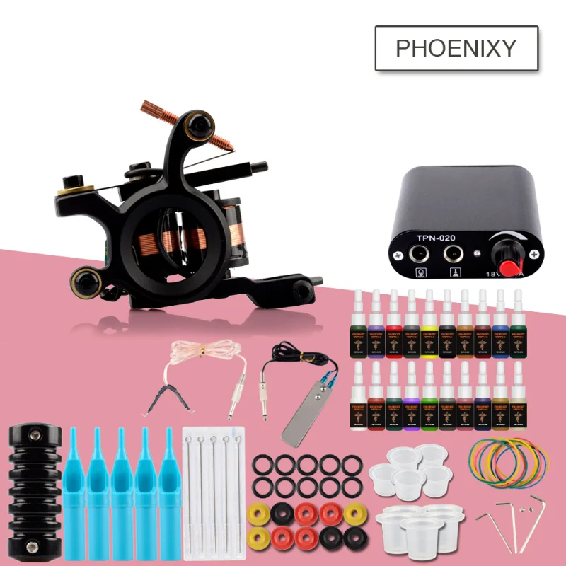 

Tattoo Kit One Machine Gun Set Immortal Inks Black Power Supply Tattoo Accessories Body Art Permanent Makeup Body Art Tools Set