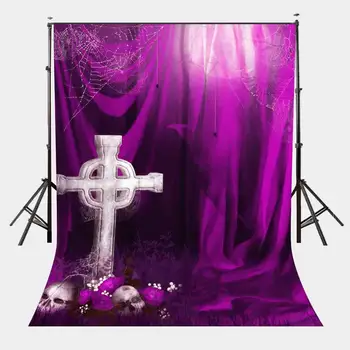 

5x7ft Funny Horror Backdrop White Cross Photography Background Ultra Violet Color Backdrop