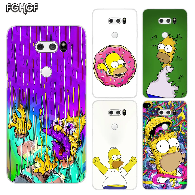 Мягкий Резиновый ТПУ чехол для LG Q8 Q7 Q6 G6 G7 G5 G4 V40 V30 V20 V10 прозрачный Homer J. Simpson |