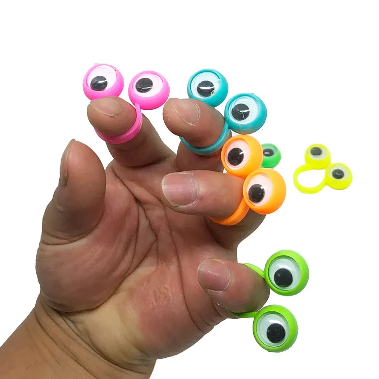 100ps lot kawaii Big eyes cartoon colorful 3.5cm ring finger party dress up gifts gifts toys for children wholesale