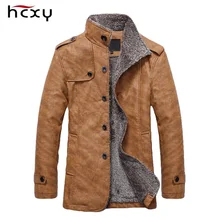 HCXY Brand 2016 Men’s Winter Jacket Men PU Leather Motorcycle Warm Jackets Plus velvet Windbreaker Male Casual Long Coat 4XL