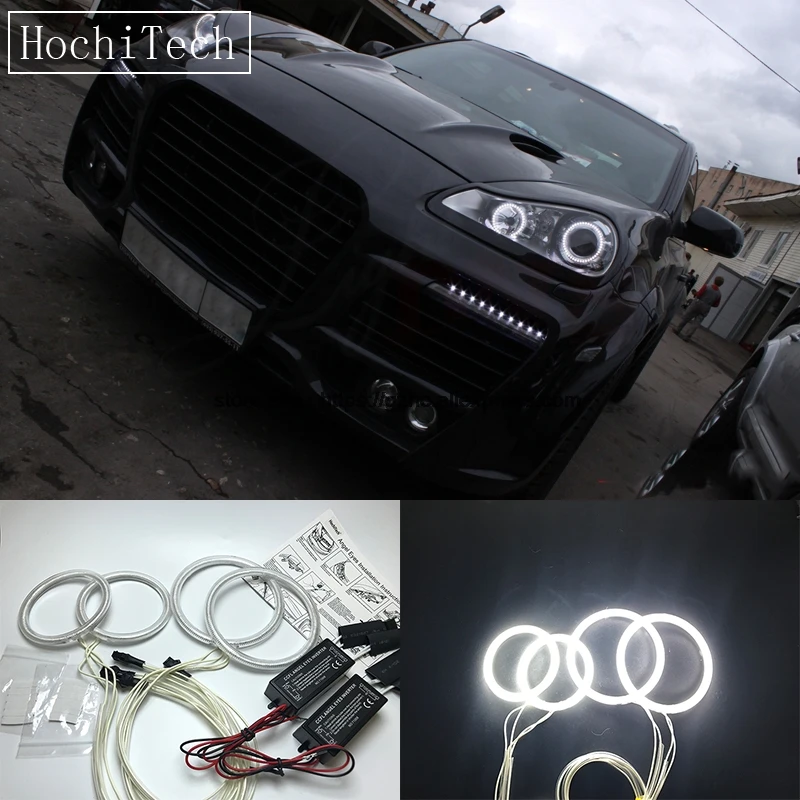 

HochiTech For Porsche Cayenne 2007-09 Ultra Bright Day Light DRL CCFL Angel Eyes Demon Eyes Kit Warm White Halo Ring Car-styling