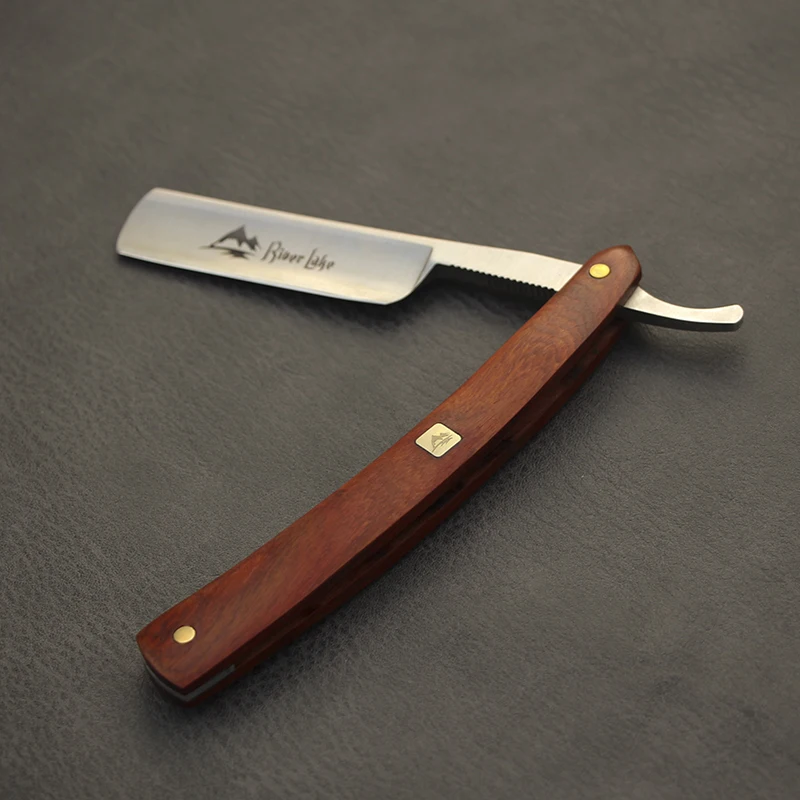 River lake Folding Shaving Knife Professional Men Manual Beard Shaver Cutter Stainless Steel Straight Edge Barber Razor